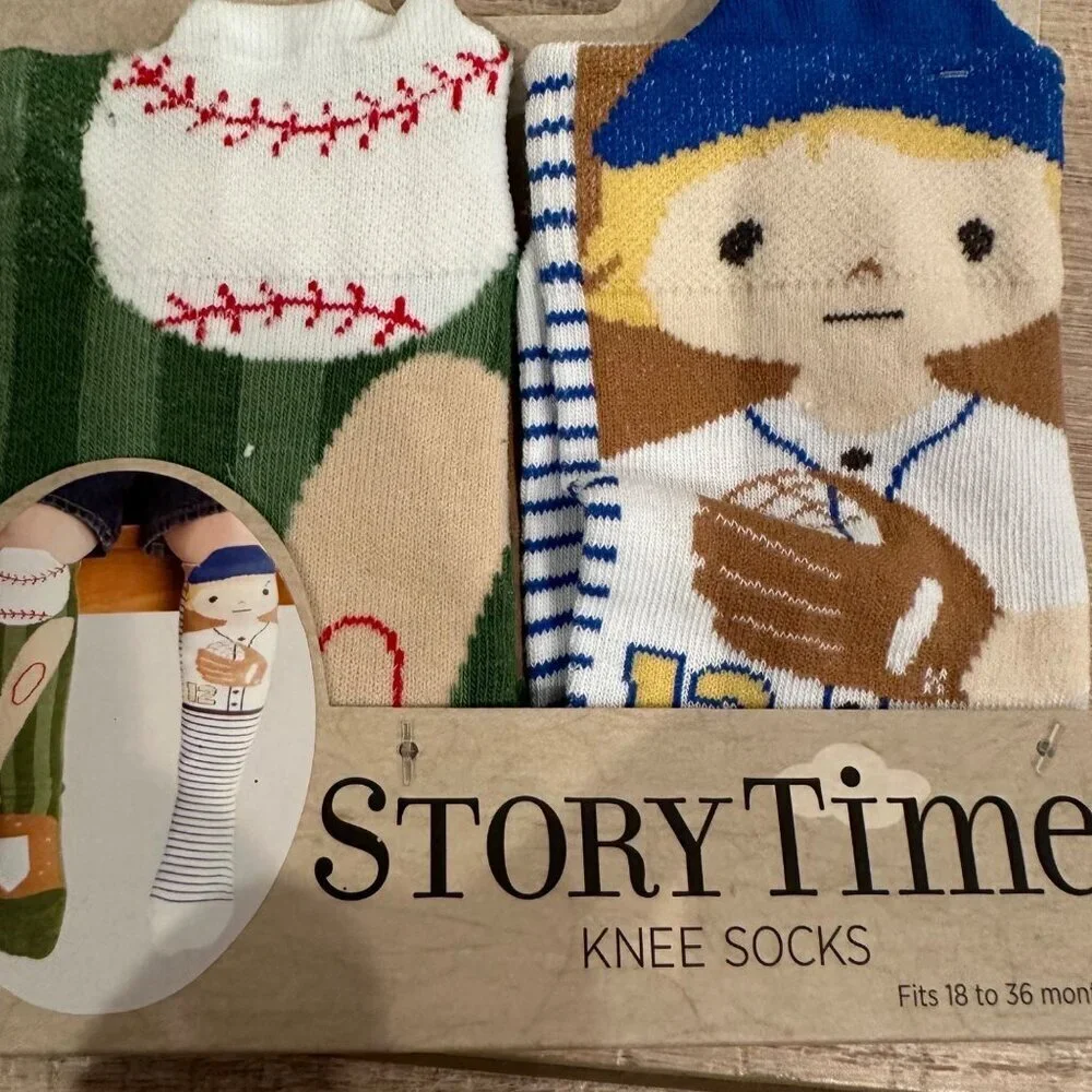 STORY TIME KNEE SOCKS BASEBALL 18-36 MONTHS